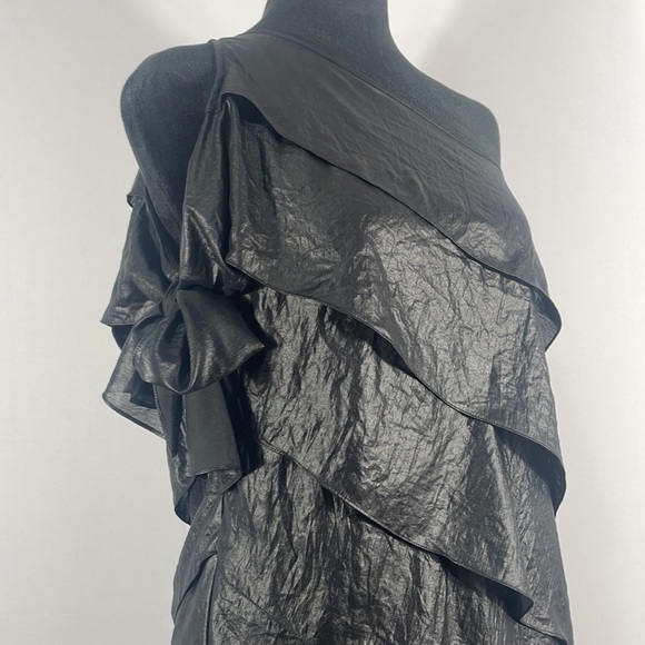 BCBG Maxazaria XS Black One Shoulder, tiered, 6 tier ruffle dress - Picture 10 of 10